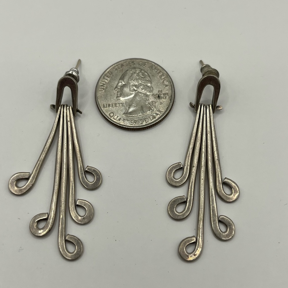 Silver earrings, water fall earrings
